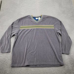 725 Originals Sweater Mens XL Gray Striped VNeck Long Sleeve Classiccore Y2K 90s
